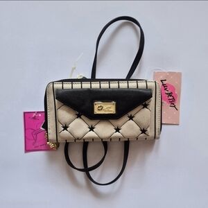 LuxyBest Black and Cream Crossbody Bag